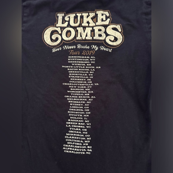 Luke Combs Beer Never Broke My Heart 2019 TOUR TSHIRT Medium - Picture 4 of 5